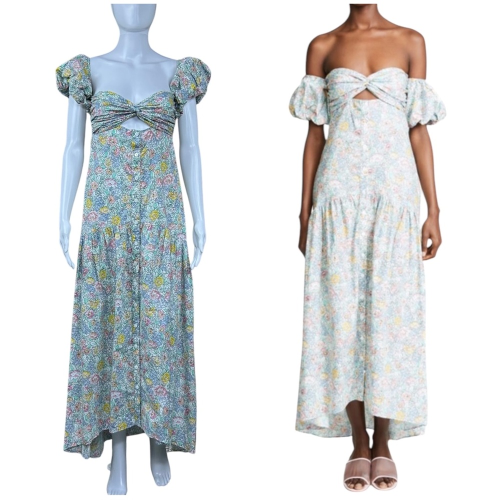 Petersyn Dove Empire Waist Maxi Dress Size MEDIUM Floral Print Cottagecore Boho